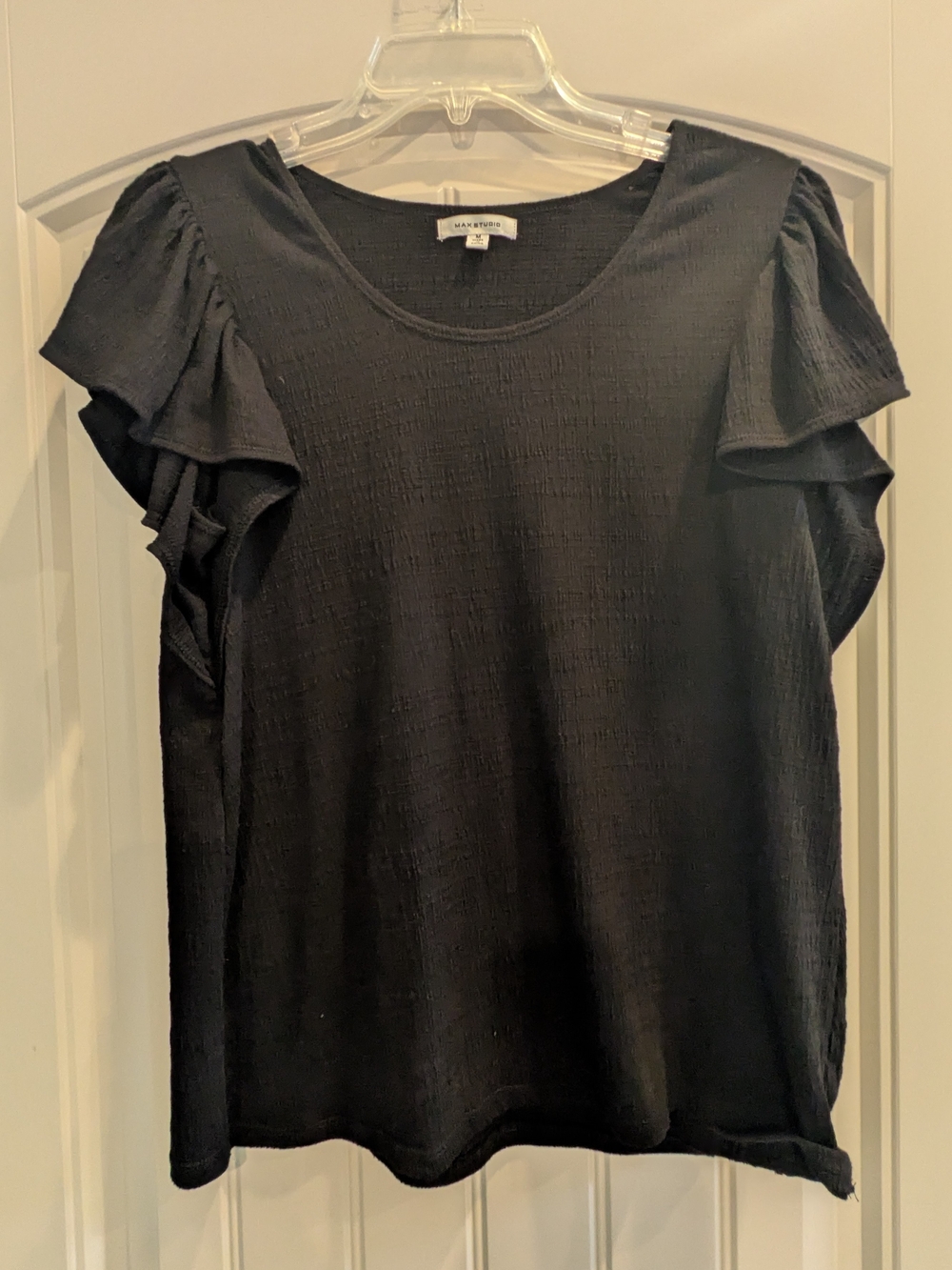 Max Studio Black Ruffle-Sleeve Women's Top